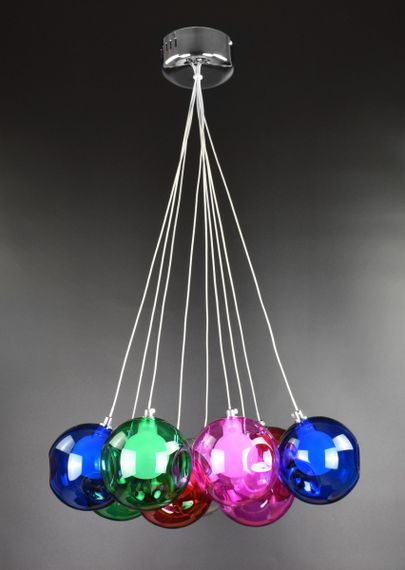 Люстра підвісна на 9 лампочок 26310 Хром 35-140х40х40 см.