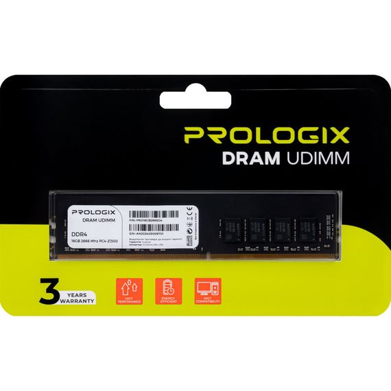 Модуль пам'яті для комп'ютера DDR4 16GB 2666 MHz Prologix (PRO16GB2666D4) | Зображення 3