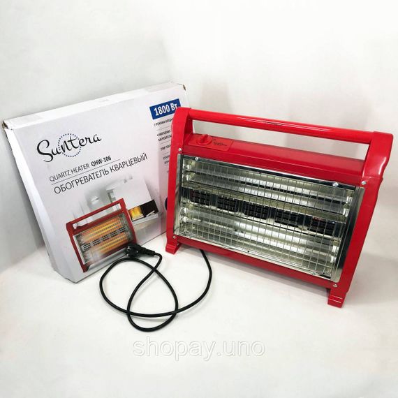 Кварцовий обігрівач Suntera QHW‑106 — 1800W, інфрачервоний, 2 режими, термостат, вентилятор, зволожувач, червоний | Зображення 4