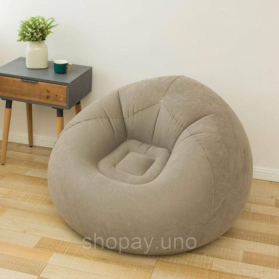 Надувное кресло-пуф Inflatable Sofa / Надувное кресло-мешок 110×110×85 см Бежевый | Зображення 4