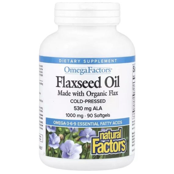 Льняное масло Natural Factors Omega Factors Flaxseed Oil 1000 mg 90 Softgels