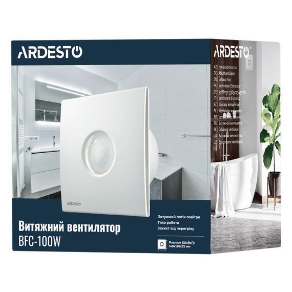 Витяжний вентилятор ARDESTO BFC-100W 15 Вт, 70 м3/г, 2400 об./хв., 30 дБ, білий (BFC-100W) | Зображення 7