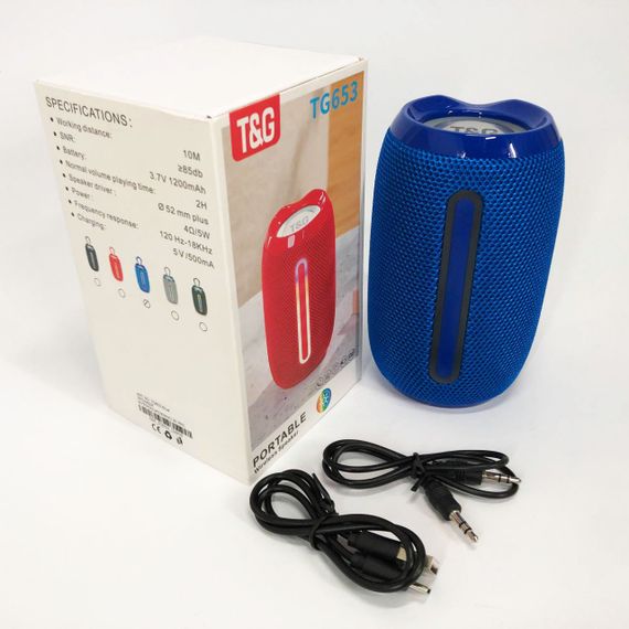 Портативна Bluetooth-колонка TG653 USB з ремінцем. UC-993 Колір: синій | Зображення 2