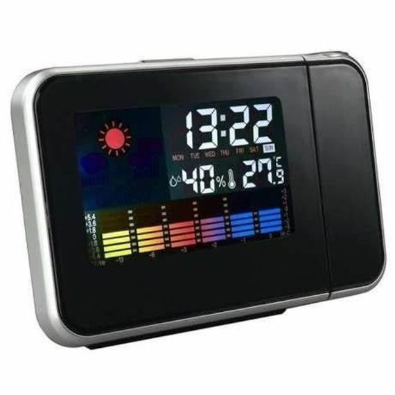 Настільний годинник метеостанція Vkstar DS-8190 з проектором часу, термометр, гігрометр Чорний | Зображення 1