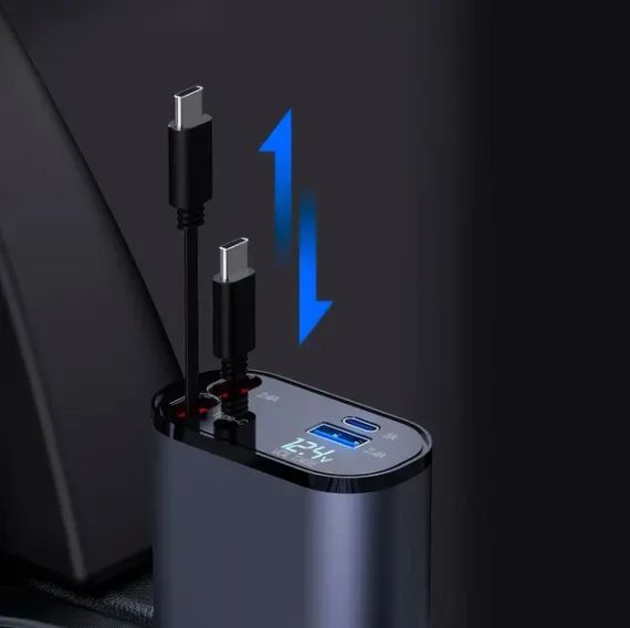 Автомобільний зарядний пристрій із швидкою зарядкою 4в1 Lightning / Type-C / USB | Зображення 1