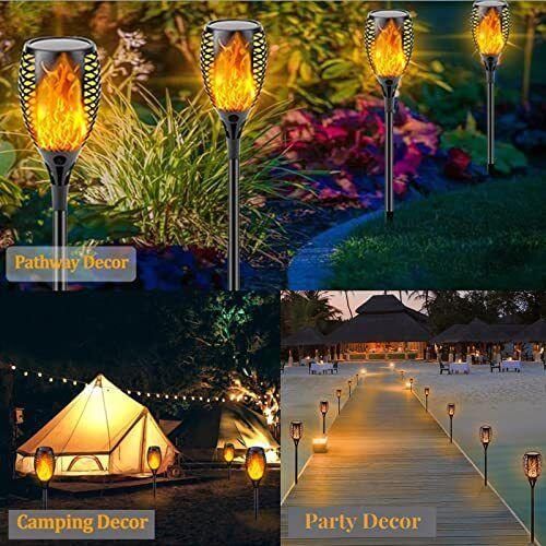 Водонепроникний садовий світильник, Вуличний світильник на сонячній батареї з ефектом полум'я 52 см   знижка | Зображення 4