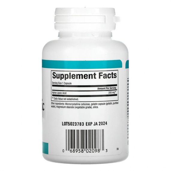Альфа-ліпоєва кислота Natural Factors Alpha-Lipoic Acid, 200 mg, 60 Capsules | Зображення 1