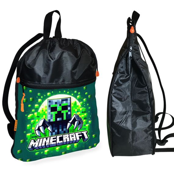Рюкзак-мешок для обуви,спортивной формы Майнкрафт "Minecraft" детская сумка для сменки с расширителем (01284)