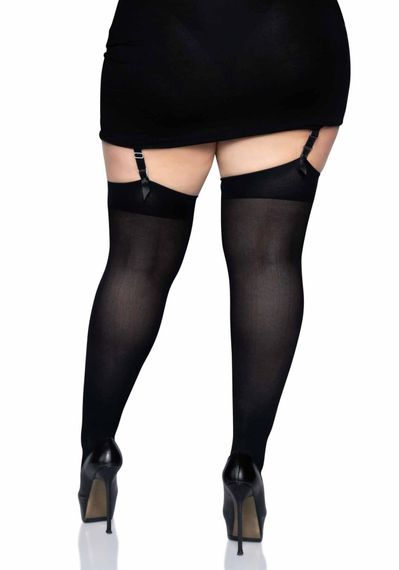 Щільні непрозорі панчохи Leg Avenue Nylon Thigh Highs Black, plus size | Зображення 1