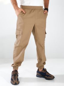 Мужские брюки карго с накладными карманами котон LI2031 цвет бежевый, размер 54/56