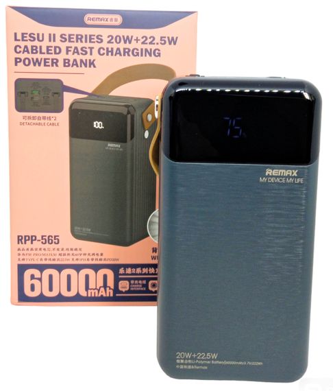 Power Bank 60000 mAh 22,5 W Remax RPP-565 реальна ємність швидке заряджання зовнішній акумулятор павербанк
