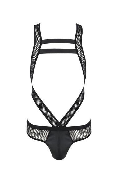 Чоловіче еротичне сітчасте боді Passion 045 VICTOR XXL/XXXL Black, екошкіра, сітка sexstyle | Зображення 2