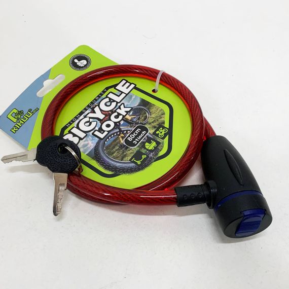 Замок велосипедний KIHUU LOCK 187, 10*80 тросовий, 2 ключі. Колір: червоний YQ-93 | Зображення 2