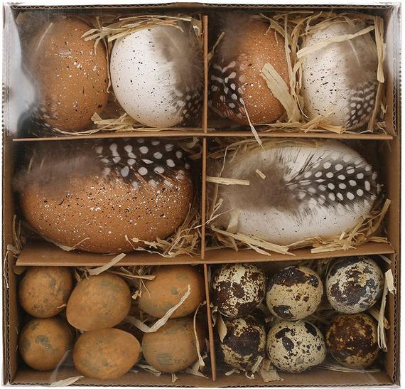 Великодній декоративний набір "Великодні Яйця" 18 яєць у коробці 18х18х6см