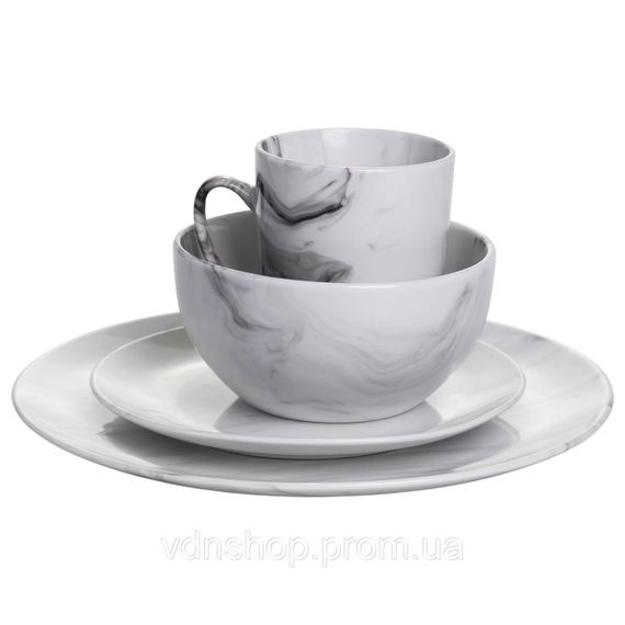 Столовий набір посуду тарілок і чашок 24 предметів на 6 персон Marmor порцеляновий MD-24-2G | Зображення 3