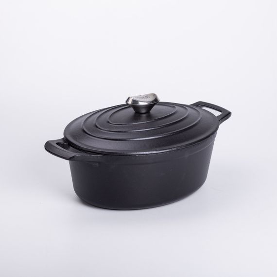 Гусятниця чавунна з кришкою на 3 літри Ø22 см Чорна | Зображення 3