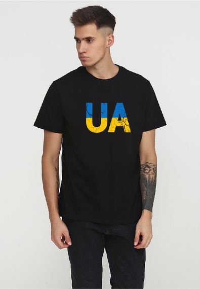 Футболка чоловіча чорна з принтом "UA", 2XL