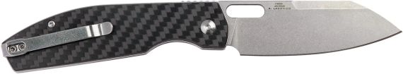 Нож CJRB Ekko Button Lock CF Black | Зображення 1