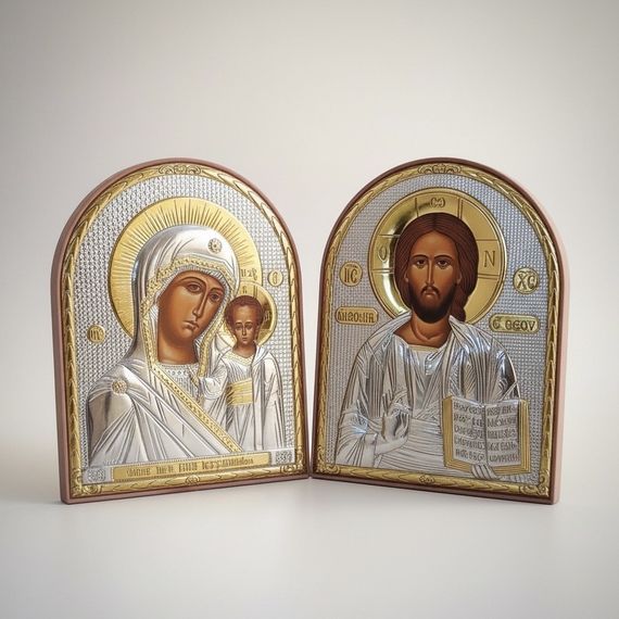Срібна ікона з позолотою Ісус Христос, Спаситель, православна, подарункова, 16*12 см | Зображення 6