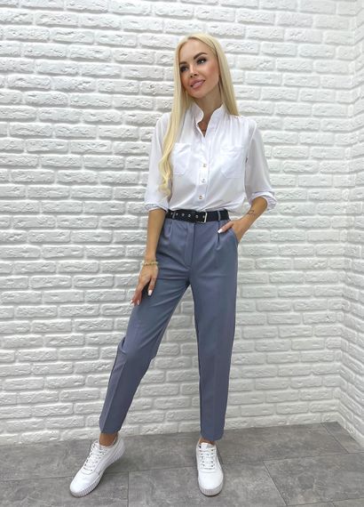 Жіночі класичні укорочені штани зі стрілками внизу звужені розмір 54 колір сірий  GF1704 | Зображення 2