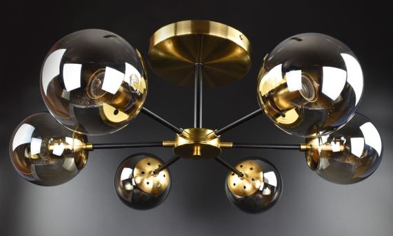 Люстра стельова на 6 лампочок 26592 Латунь 26х65х65 см. | Зображення 1