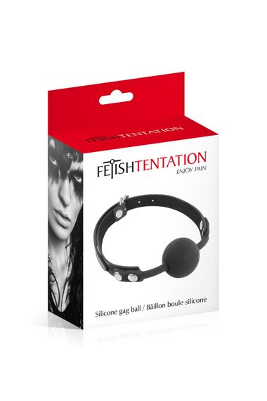Классический кляп с силиконовым шариком Fetish Tentation Silicone Gag Ball Black | Зображення 1