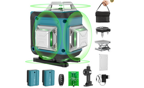 Уровень перекрестный лазерный  зеленого цвета 16 линий, 4 x 360 ° лазерный уровень с функцией самовыравнивания