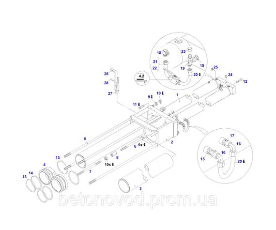 Хромовані гільзи для подачі бетону DN 230×2100 Putzmeister