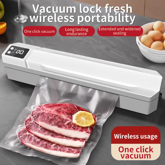 Вакуумний пакувальник пакетів Vacuum Sealer / Автоматичний побутовий вакууматор з пакетами, вакуумайзер для пакування та зберігання їжі | Зображення 4