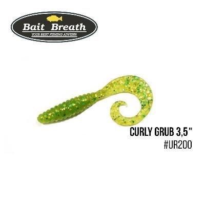 Силиконовая приманка, Съедобный силикон Bait Breath Curly Grub 3,5" (10шт) (Ur200 Chartreuse)