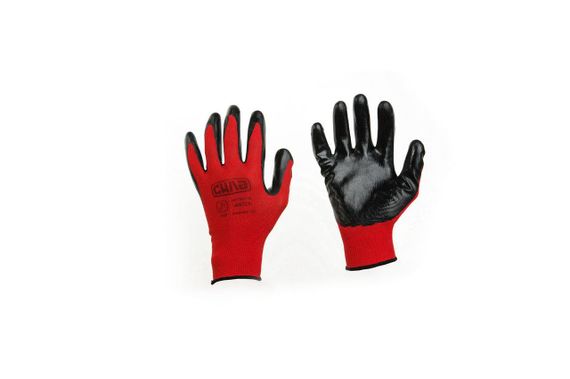 Перчатки с вспененным латексным покрытием р10 (красный+черный) СИЛА