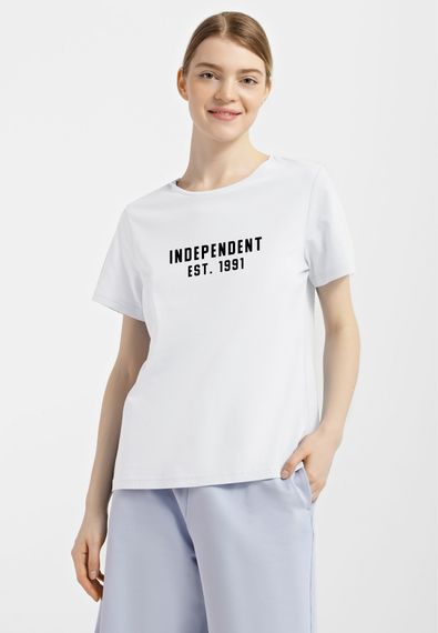 Футболка жіноча біла з принтом "Independent", L