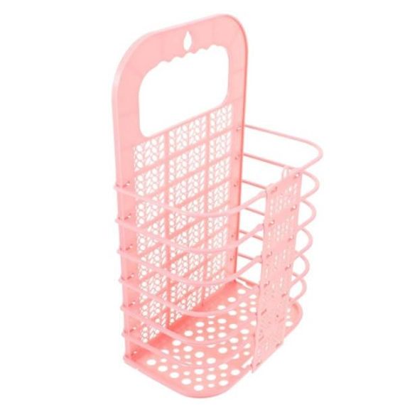 Підвісний кошик для білизни з ручкою Рожевий