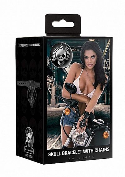 Прикраса на руку Skulls & Bones Skull Bracelet With Chains, чорна | Зображення 1