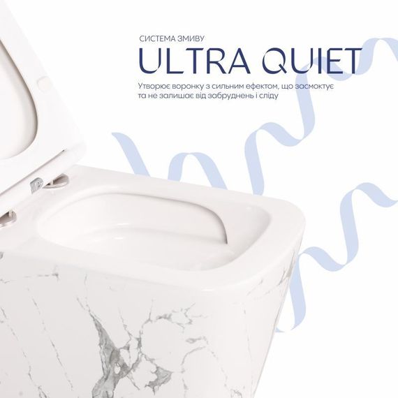 Унітаз підвісний Qtap Tern Ultra Quiet 520×345×325 мм, Marble, з сидінням Slim Duroplast / Soft-close / Quick Release | Зображення 4