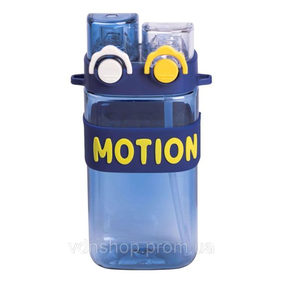 Бутылка для воды с трубочкой 550 мл спортивная пластиковая бутылка для тренировок Синяя HP-14-49BL | Зображення 1