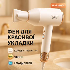 Фен с регулятором мощности и температуры Adler AD 2272 1800Вт, Фен для дома и салона QS-79