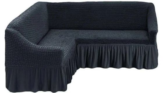 Чохол на кутовий диван з оборкою, накидка на диван. | Зображення 8