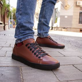 Кожаные коричневые кеды для мужчин 41 размер