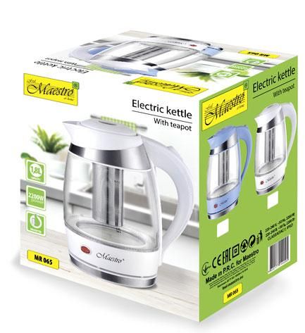 Електрочайник скляний Maestro MR-065-WHITE, 1.8 л, 2200 Вт, з підсвіткою | Зображення 3