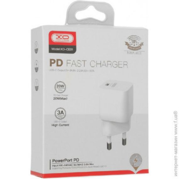 Зарядное устройство XPRO CE01 PD с 1Type-C/20W с кабелем Type-C - Lightning Белый (MAW-42583_359) | Зображення 2
