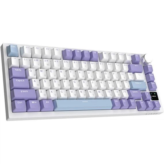 Клавіатура бездротова Ajazz Pro Flying Fish Switch Purple AK820PRO-FF-PWB біла з фіолетовим | Зображення 2