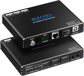 ROFAVEZCO 4K HDMI KVM удлинитель USB несжатый 4K 60 Гц HDR Single по Cat5e/6 до 300 футов, 3 порта USB2.0 концентратор POE+RS232+EDID+3,5 мм стерео аудио и микрофон, EX70H2KVM
