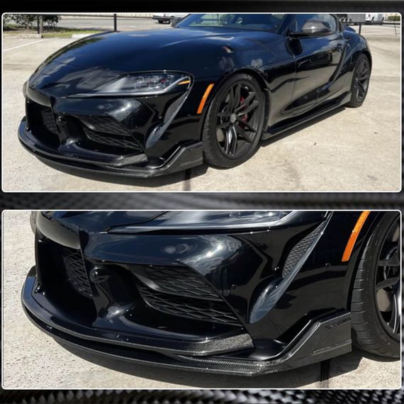 Накладка на передній бампер Lip V2 (Карбон) для Toyota Supra 2019- рр | Зображення 9