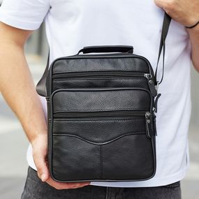 Чоловіча шкіряна барсетка через плече чорна Bexhill Bx-50311