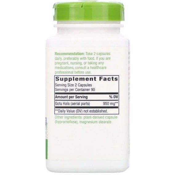 Комплекс для профілактики тиску та кровообігу Nature's Way Gotu Kola Herb 475 mg 180 Veg Caps NWY-14008 | Зображення 1