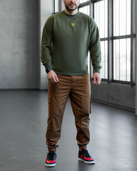 Світшот Тризуб двонитка хакі S | Зображення 2