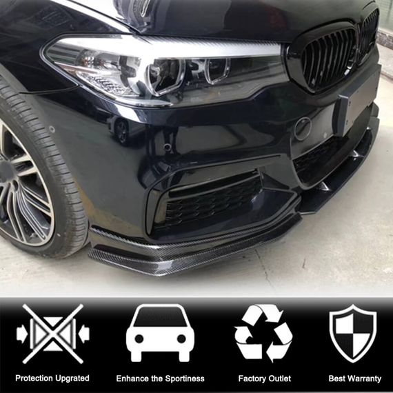 Накладка на передній бампер Lip V4 (для M-Sport 2017-2020, Карбон) для BMW 5 серія G30/31 рр | Зображення 1