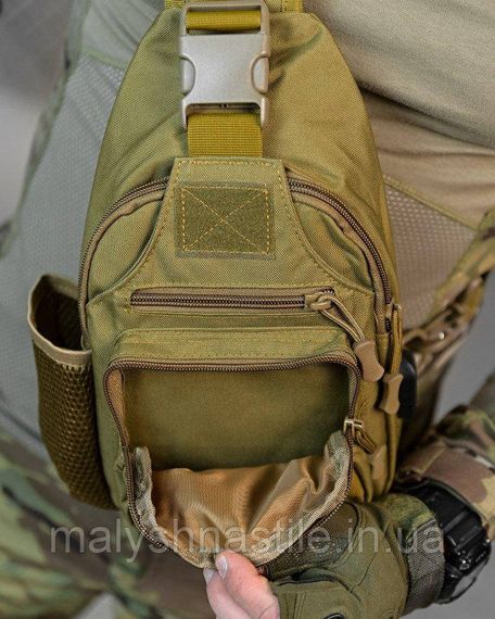 Армійська нагрудна сумка рюкзак з USB портом Захисник coyot ДЛ7536 | Зображення 3