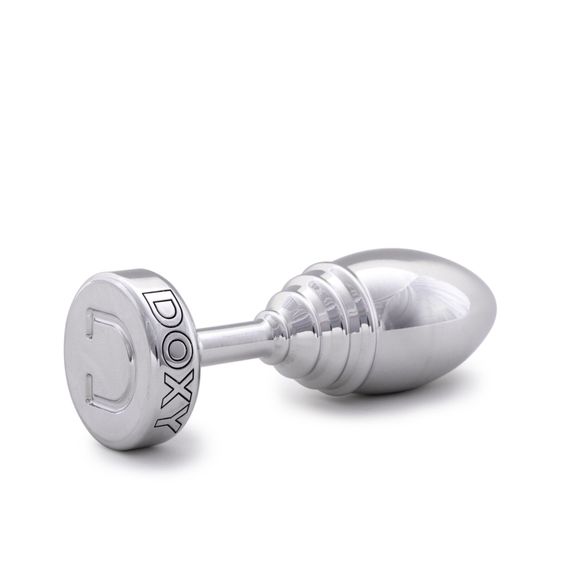Металлическая анальная пробка DOXY Butt Plug RIBBED, ребристая, диаметр 3,3 см | Зображення 1